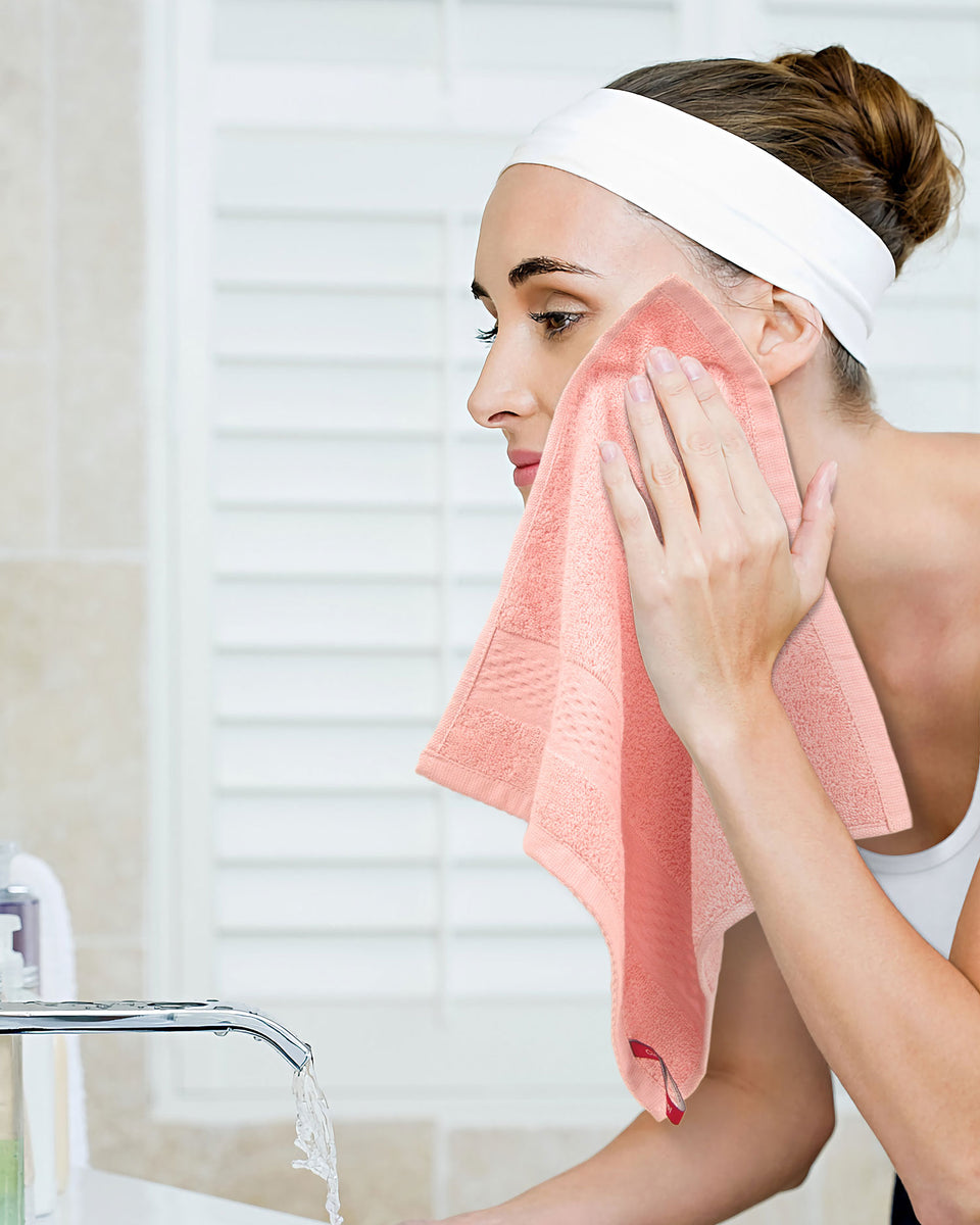 Cleanbear 100 Cotton Wash Cloths for Your Face 6 Colors, 13 x 13 In