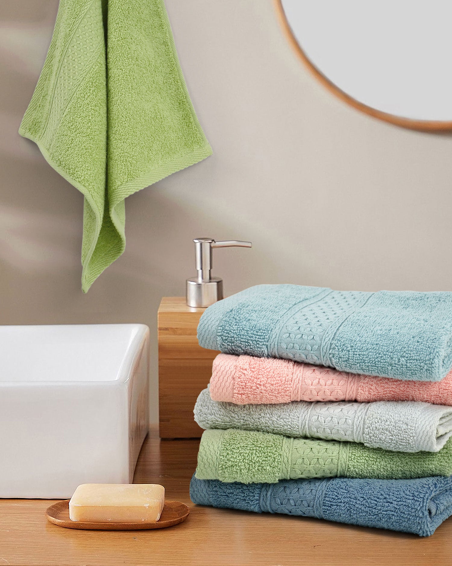 Cleanbear Washcloths Orange Face Cloths Set of 6 Bathroom Washcloth Set