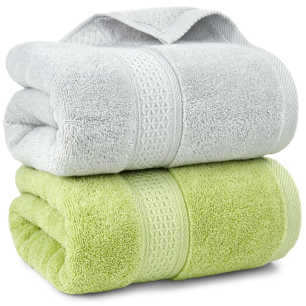 Cleanbear Badhandtücher 2er-Pack – Dickes Baumwollfrottee, 33x71 Cm, Pfauenblau Mit Bordüre