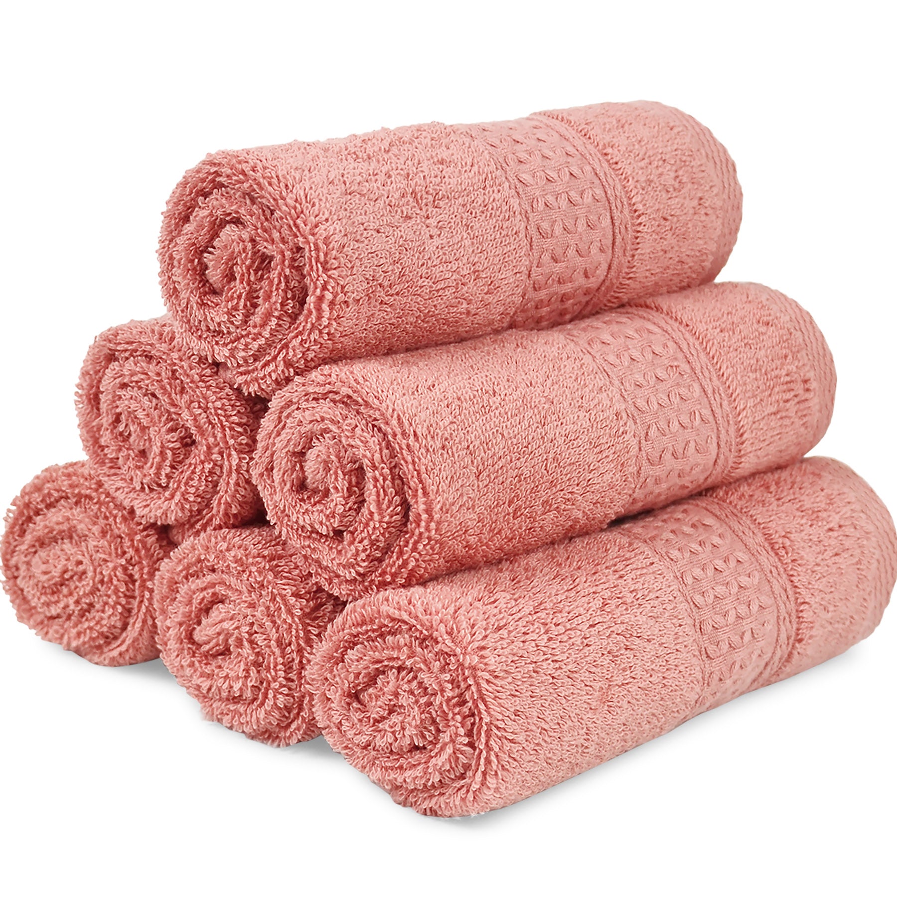 Cleanbear Ultra Soft Washcloths 6 Pack Cotton Face Cloths Wash Cloths Set -  Large Bathroom WashCloth 13 x 13 Inches