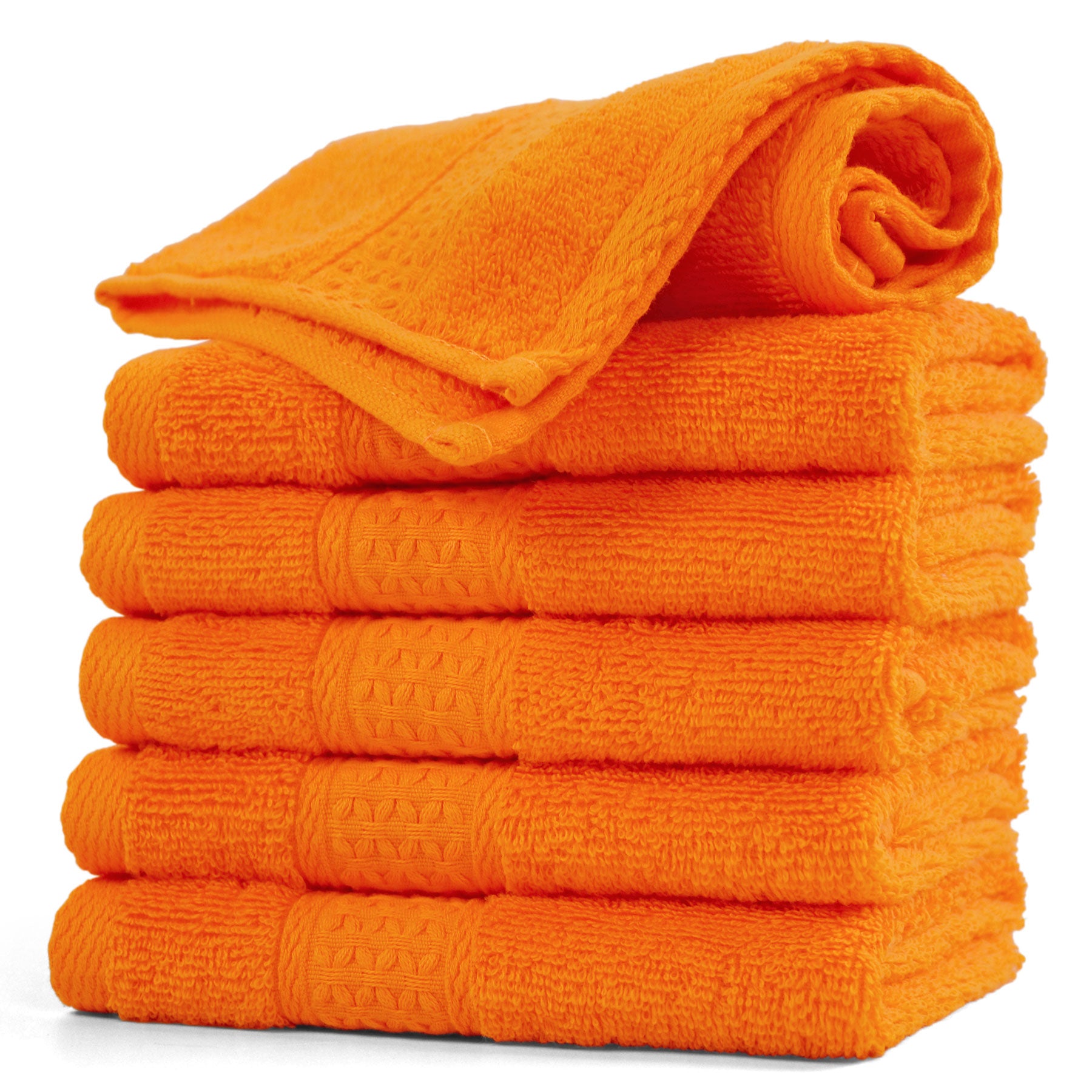 Cleanbear Cotton Hand Towels and Wash Cloths Set with Assorted Colors (6  Towels and 6 washcloths)