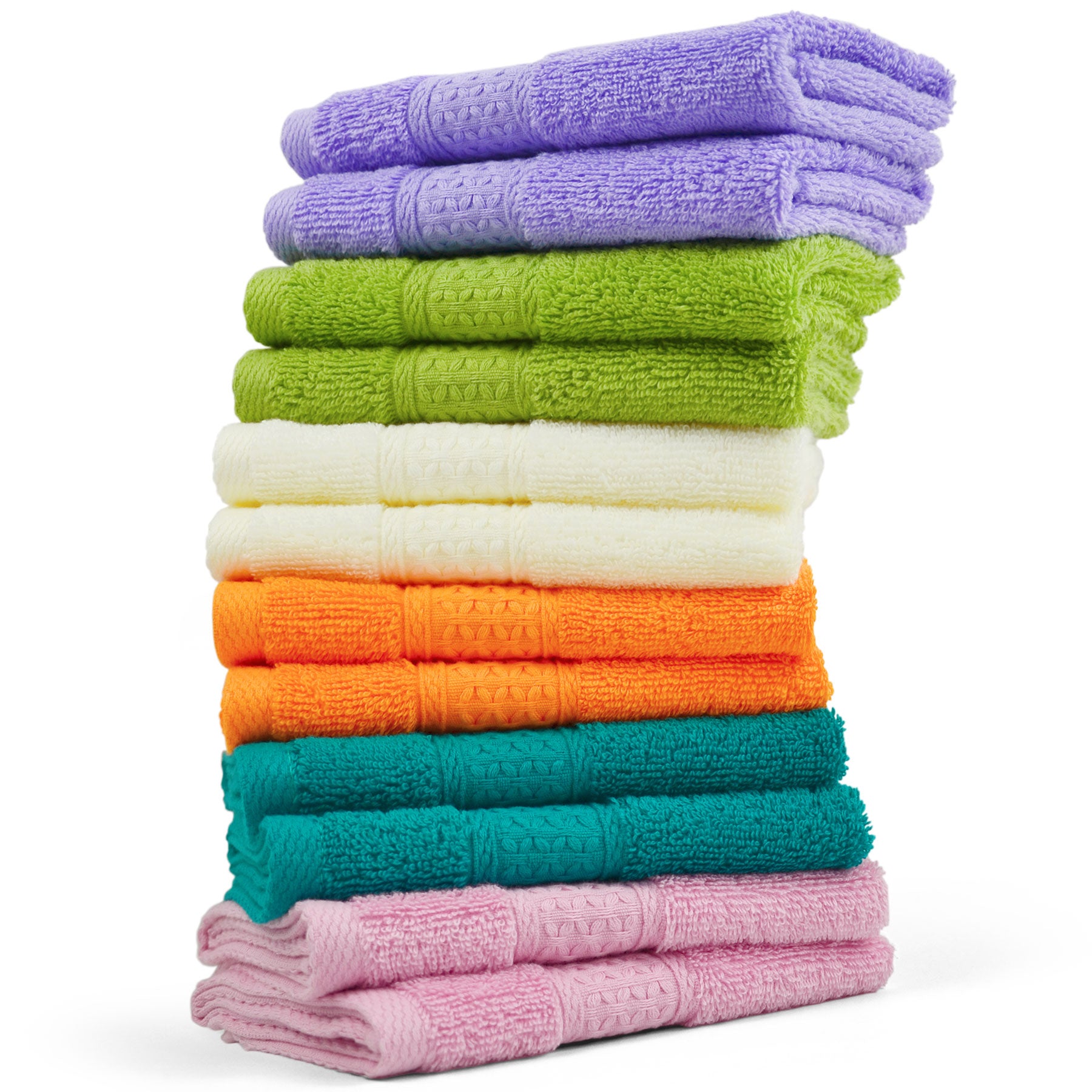 Cleanbear Washcloths Face Cloths, All Cotton, 13 x 13 Inches, 6 Colors