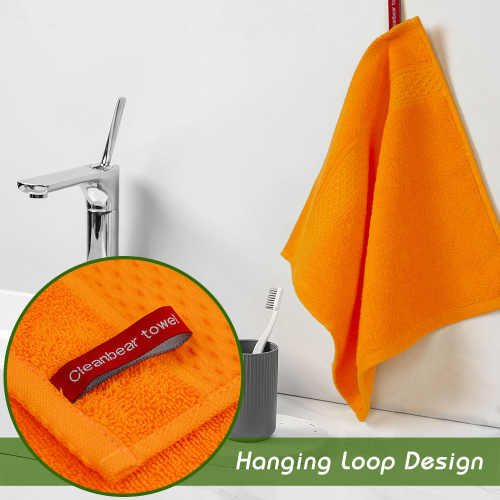 Cleanbear Washcloths Orange Face Cloths Set of 6 Bathroom Washcloth Set