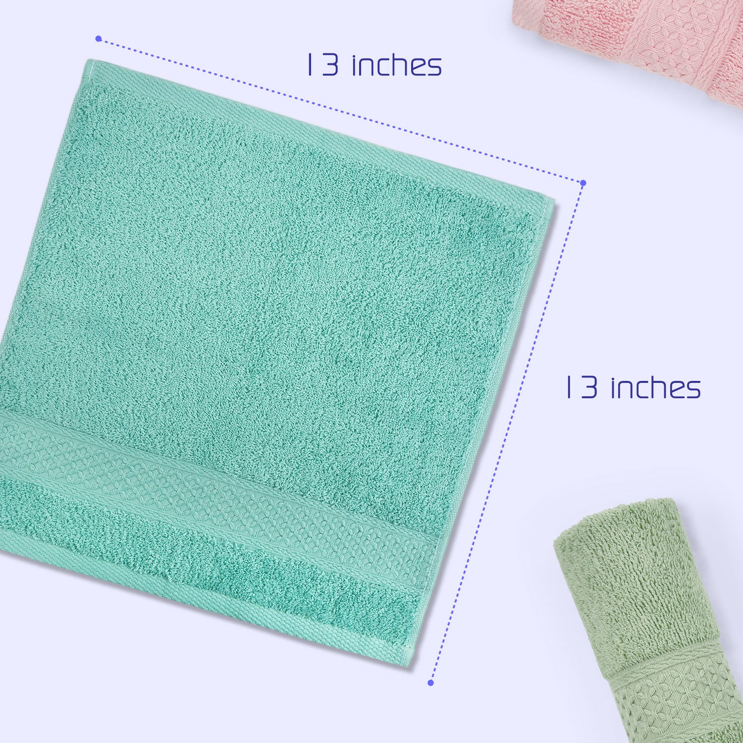 Super Soft Small Towels - 100% Cotton - 15 Pack Wash Cloths - Green, Blue  and Burgundy