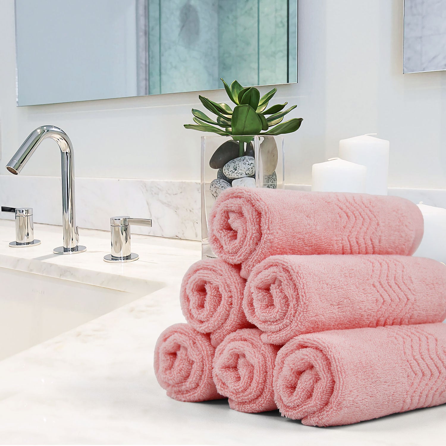 Cleanbear Hand Towels and Washcloths Set Bathroom Towels Set 6 Colors for  Different Needs